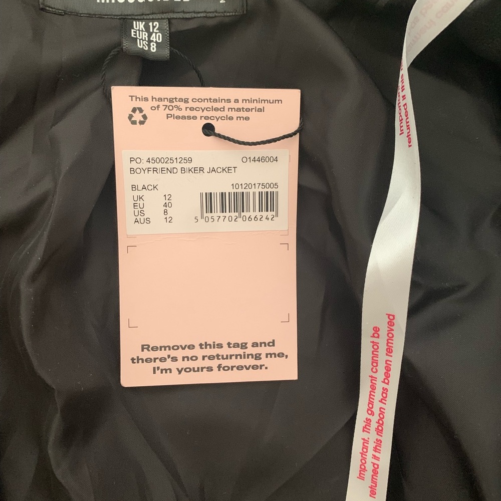 Missguided Boyfriend Faux Leather Biker Jacket Black - Picture 8 of 10